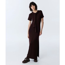 Twist Yakası Bağlamalı Penye Elbise TW6260002173008