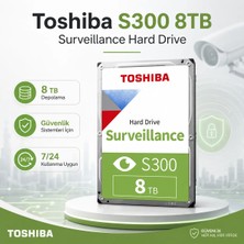 Toshiba 3,5" 8TB S300 PRO 256MB HDWT380UZSVA 7200RPM SATA 3, 7/24 Güvenlik
