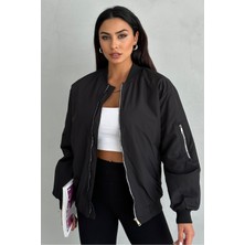 Moda Armanc Unisex Siyah Oversize Bomber Ceket