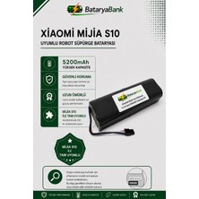 BataryaBank Mi Mijia S10 Robot Süpürge Bataryası 14.4V 5200MAH Li-Ion Uyumlu Yedek Yüksek Performanslı