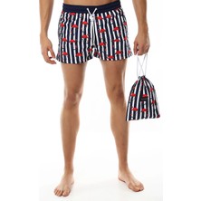 Whitefin Deniz Şortu - Striped Flamingo