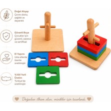 Montessori Gemisi Montessori Çevirmeli Halka Dizme | Ahşap Halka Dizme | Ahşap Oyuncak | 1-3 Yaş Toddler Montessori Materyali - Okul Öncesi Eğitim Materyali