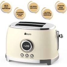 Aura Retro Krem Ekmek Kızartma Makinesi AU11004K