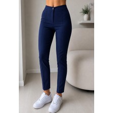 Fit Women Yüksel Bel Toparlayıcı Nervür Dikişli Ispanyol Paça Pantolon 4622 -Lacivert