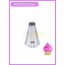 Jet's Home 4b Açık Yıldız Desen Krema Duyu Büyük Boy Pasta Duyu Paslanmaz Çelik Krema Torbası Ucu 2.5x1.2x3.8 cm
