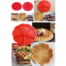 Empressco Kalp Desenli 5 Bölmeli Silikon Waffle Kalıbı Fırın ve Airfyer Kabı Kek Pasta
