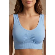 Fit Women Toparlayan Incelten Kalın Askılı Pedsiz Büstiyer Korsesi Seamless 5050 -Mavi