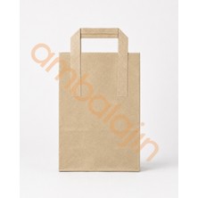 Ambalajın 18 × 8 × 24 cm Dıştan Kağıt Saplı Kraft Çanta – Küçük Boy Kağıt Poşet