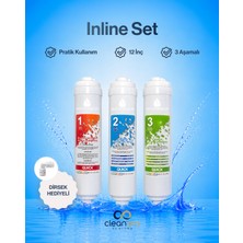 Cleanara 12 Inç 3 Aşamalı Inline Su Arıtma Filtre Seti – Sediment + Gac + Blok Karbon Kartuş Uyumlu Ev Tipi Filtre Seti