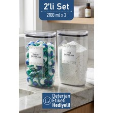 Ironika Etiket Hediyeli Sızdırmaz Kapaklı Tablet Toz Deterjan Saklama Kabı 2100 ml 2 Adet