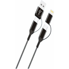 HEPU HP-16 4in1 Çok Fonksiyonlu Hızlı Şarj Kablosu – 60W PD Destekli Type-C & USB-A to Type-C & Lightning Dönüştürücülü Örgülü Kablo (1.2 Metre)