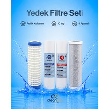 Cleanara 10 Inç 4 Aşamalı Yedek Su Arıtma Filtre Seti – 1 & 5 Sediment, Blok Karbon ve Mesh Filtre Uyumlu Komple Kartuş Seti