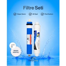 Cleanara 80 Gpd Ters Ozmoz Membran + Post Karbon Filtre Seti – Yüksek Performanslı Su Arıtma Yedek Kartuş Paketi
