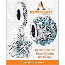 Asaf Accessory Deniz Yıldızı ve Deniz Kabuğu Set Charm Gümüş