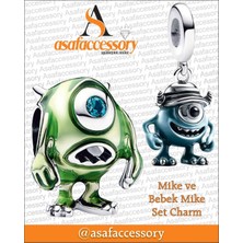 Asaf Accessory Mike ve Bebek Mike Set Charm Gümüş