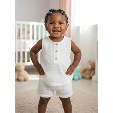 Tiffany Baby Kız  Bebek Pure Theme Müslin Düğmeli Kolsuz Tişört Beyaz 20139