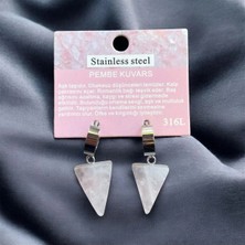 Aura Stone Aurastone Çelik Aparatlı Pembe Kuvars Doğal Taş Küpe
