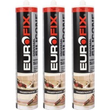 Nsp Eurofix Şeffaf Genel Amaçlı Silikon 280 gr Asetoksi Kürleşen Elastik Yapışma Özelliği 3'lü Paket
