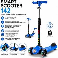 Babyhope Smart Scooter 3-8 Yaş Arası Mavi Renkli 3 Tekerlekli Katlanabilir Özellikli