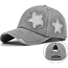 Valkyrie Vintage Yıldız Nakışlı Gri Şapka Unisex Ayarlanabilir Pamuk Baseball Cap Eskitme Spor Şapka