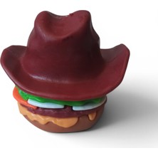 Hureggo Saloon Burger Kovboy Şapkalı Hamburger Figür Oyuncak - 5 cm