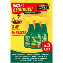 Killing Max Sprey 3'lü Eko Set - 14 Haşere, Karıncalarda 3 Ay Kalıcı Etkili Haşere Öldürücü - 3X500ML