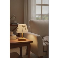 Elizim Home Lighting Bella Fiyonk Pliseli Dekoratif Abajur - Gold Detaylı Kumaş Şapkalı Masa Lambası
