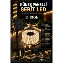 Goes Güneş Panelli Şerit LED 5 Metre 4000K Doğal Beyaz Dış Mekan Aydınlatma IP65 Su Geçirmez Bahçe Balkon Çit Veranda