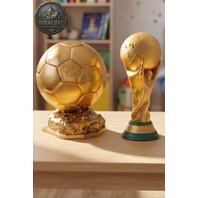 Craft 3D Atölye Dünya Kupası ve Ballon D'or (15 cm Boyunda)-Hediye Paketi ile Beraber Beton Büst/figür/biblo