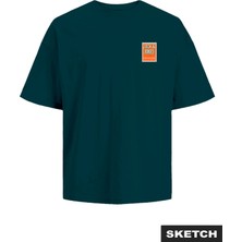 Jack & Jones Erkek Gögüs Baskili Bisiklet Yaka Tisört - Poster