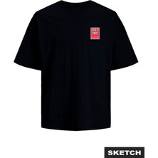 Jack & Jones Erkek Gögüs Baskili Bisiklet Yaka Tisört - Poster