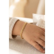 Yassı Model Snake Yılan Gold Çelik Zincir Çocuk Bileklik | MeToo Serisi