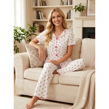 Asel Tekstil Kadın Kısa Kollu Yumuşak Tuşe Yazlık Likralı Kaşkorse Kumaş Pijama Takım