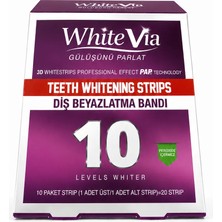 White Via WhiteVia Pap Technology Diş Beyazlatma Bandı Mor 10 Paket (20 Strip) Peroksitsiz Diş Beyazlatıcı Bant