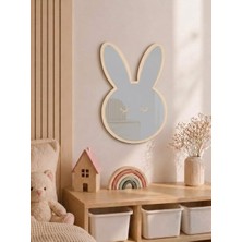 Aybu Prolaser & Design Aybu Design Montessori Uyumlu Bebek Odası Aynası - Ahşap Tavşan Figürlü Güvenli Ayna - 24X16 cm Kırılmaz Dekor