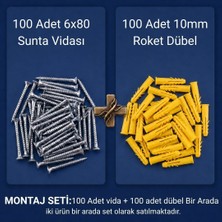 Aras Endüstri 100 Adet 6X80 Sunta Vidası ve 100 Adet 10MM Roket Dübel Montaj Seti