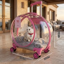 Vigi Store Vg Premium Xl Çekçekli Kedi Taşıma Valizi | Şeffaf Astronot Kedi & Küçük Köpek Taşıma Çantası Tekerlekli