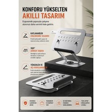 CoverZone Katlanabilir Alüminyum Kitap Standı ve Laptop Standı, 360° Döner Taban, Yüksekliği ve Açısı Ayarlanabilir, Genişleyebilir Kitap Tutuculu Masaüstü Okuma ve Tablet Standı | R55