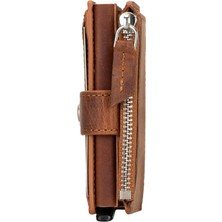 BloominBag Siena Saddle Brown Mekanizmalı Deri Cüzdan & Kartlık (Rfıd Korumalı)
