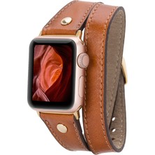 BloominBag Alpıne Double Tour Heritage Tan Hakiki Deri Apple Watch Kordonu - 44/45/46/49MM