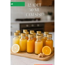 Ziylan Ambalaj 12 Adet Şeffaf Cam Shot Şişesi Sızdırmaz Gold Metal Kapaklı Koku Süs Çok Amaçlı Şişe 50ML
