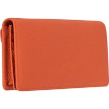 BloominBag Celestina Pebble Orange Hakiki Deri Telefon Bölmeli Cüzdan-Azami iPhone 17 Pro Max Uyumlu
