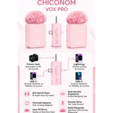 Chiconom Vox Pro 2’li Kablosuz Yaka Mikrofonu Type-C iPhone Android Uyumlu