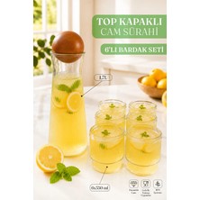Naturelove 7 Parça Cam Karaflı Meşrubat Seti Top Kapaklı Cam Sürahi ve Bardak Seti