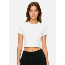 Wander Tapestry Kısa Kollu Crop Fit Basic Kadın Tişört | Bisiklet Yaka Baskısız Bluz Likralı Kaliteli Premium Kumaş