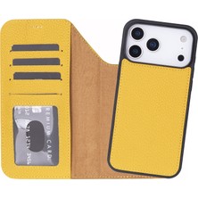 BloominBag Bloomcase Honey Apple iPhone 17 Pro (6.3") Hakiki Deri Çıkarılabilir Cüzdanlı Telefon Kılıfı