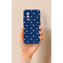 Vip Case Poco F5 Pro Uyumlu Mini Beyaz Kalp Lacivert Desenli Silikon Kılıf