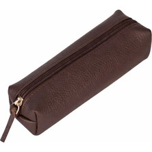 BloominBag Bloombox Espresso Brown Hakiki Deri Kalem & Makyaj Çantası