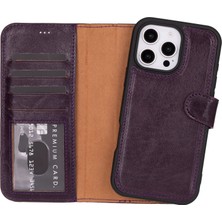 BloominBag Aurel Magna Cerise Bloom Deri iPhone 16 Pro  (6.3") Wallet Case – Rfıd Korumalı & Magsafe Uyumlu
