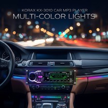 Korax KX-3010 Bluetooth Çift USB Girişli Rgb Çok Renkli Oto Teyp 4 x 50 W  / Microsd / Aux